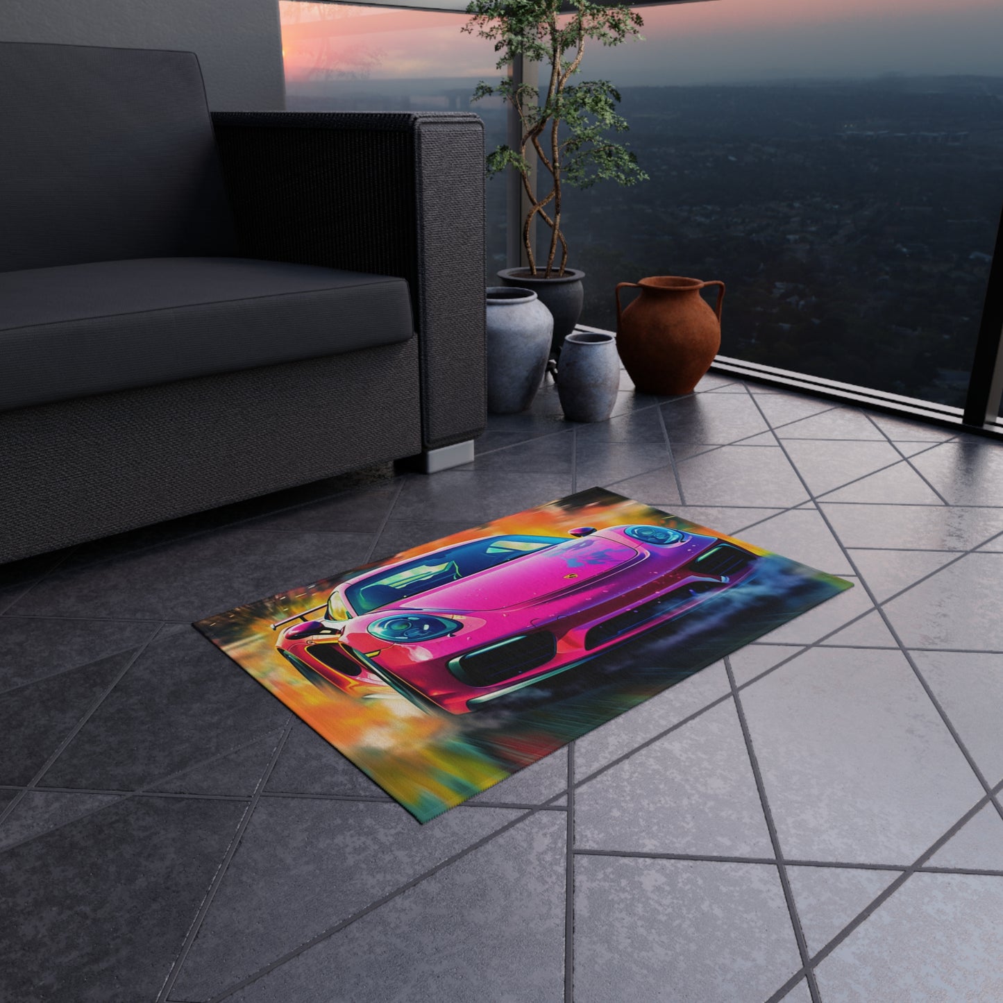 Outdoor Rug  Pink Porsche water fusion 4