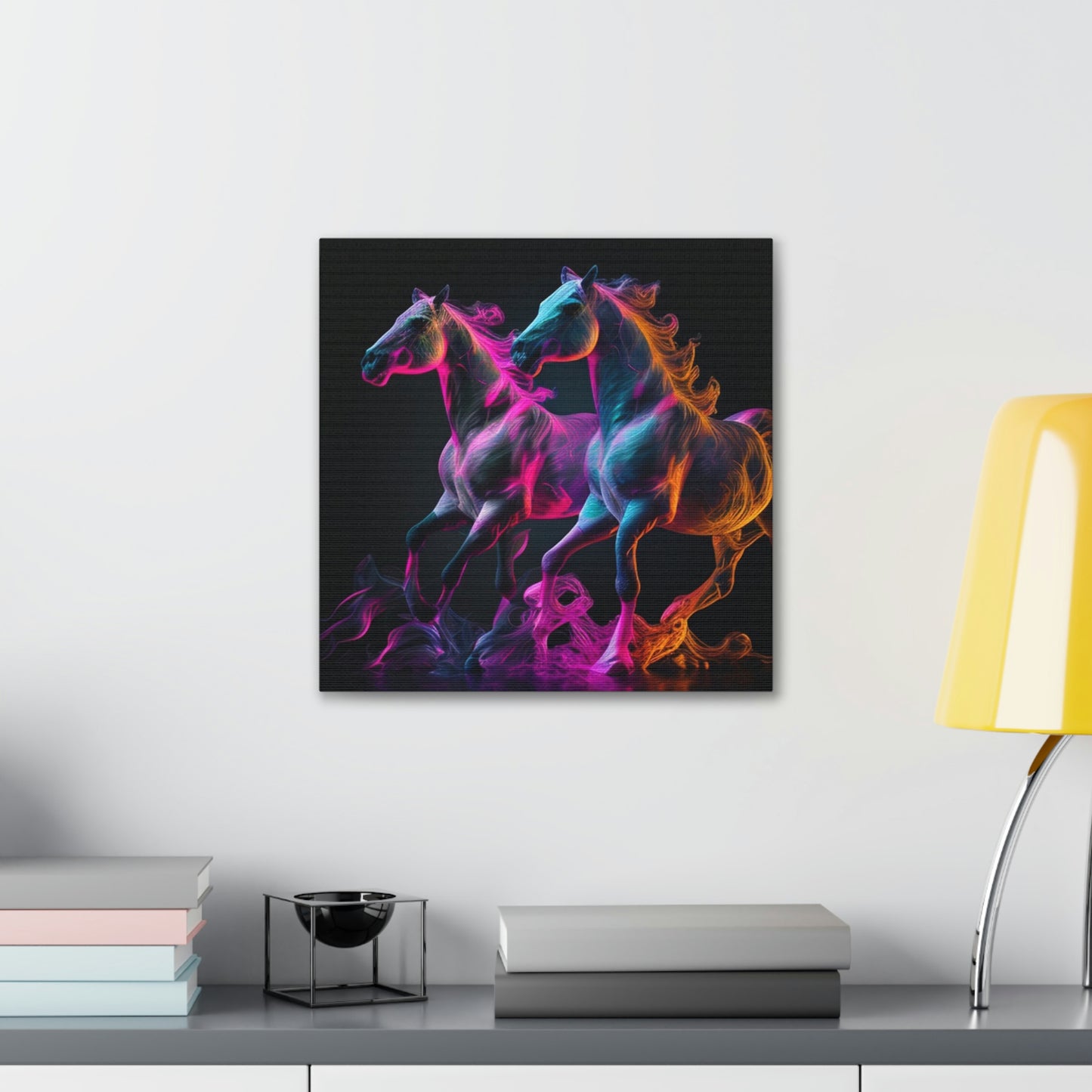 Canvas Gallery Wraps Two Neon Horses 4