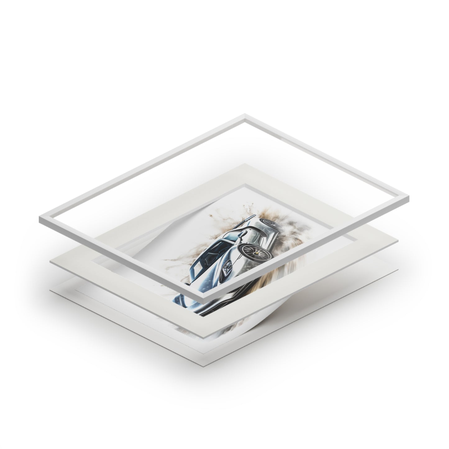 Fine Art Prints (Passepartout Paper Frame) 918 Spyder white background driving fast with water splashing 2