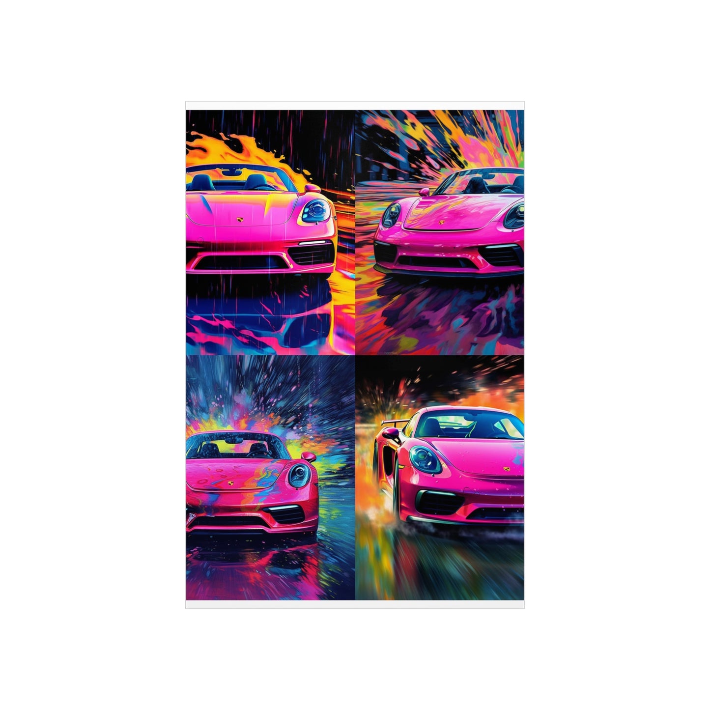 Premium Matte Vertical Posters Pink Porsche water fusion 5