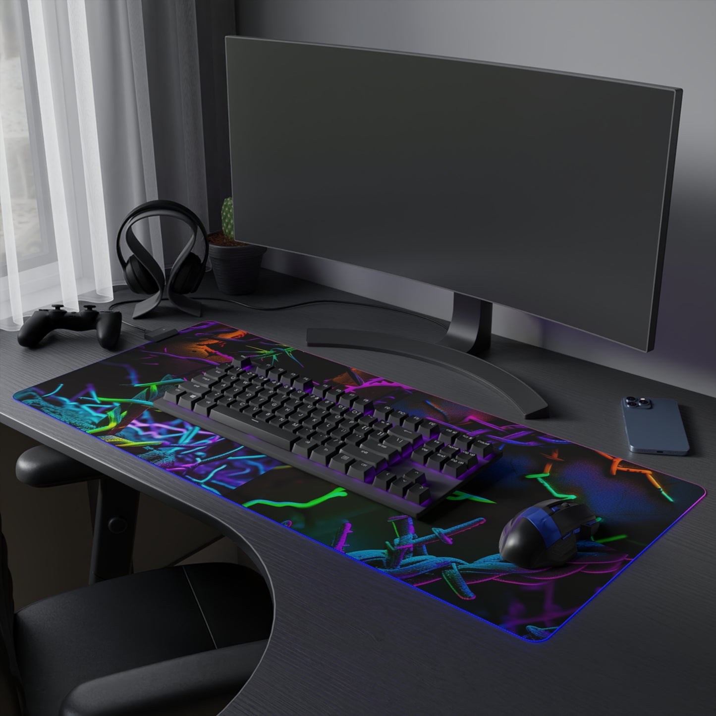 LED Gaming Mouse Pad Macro Neon Barbs 5