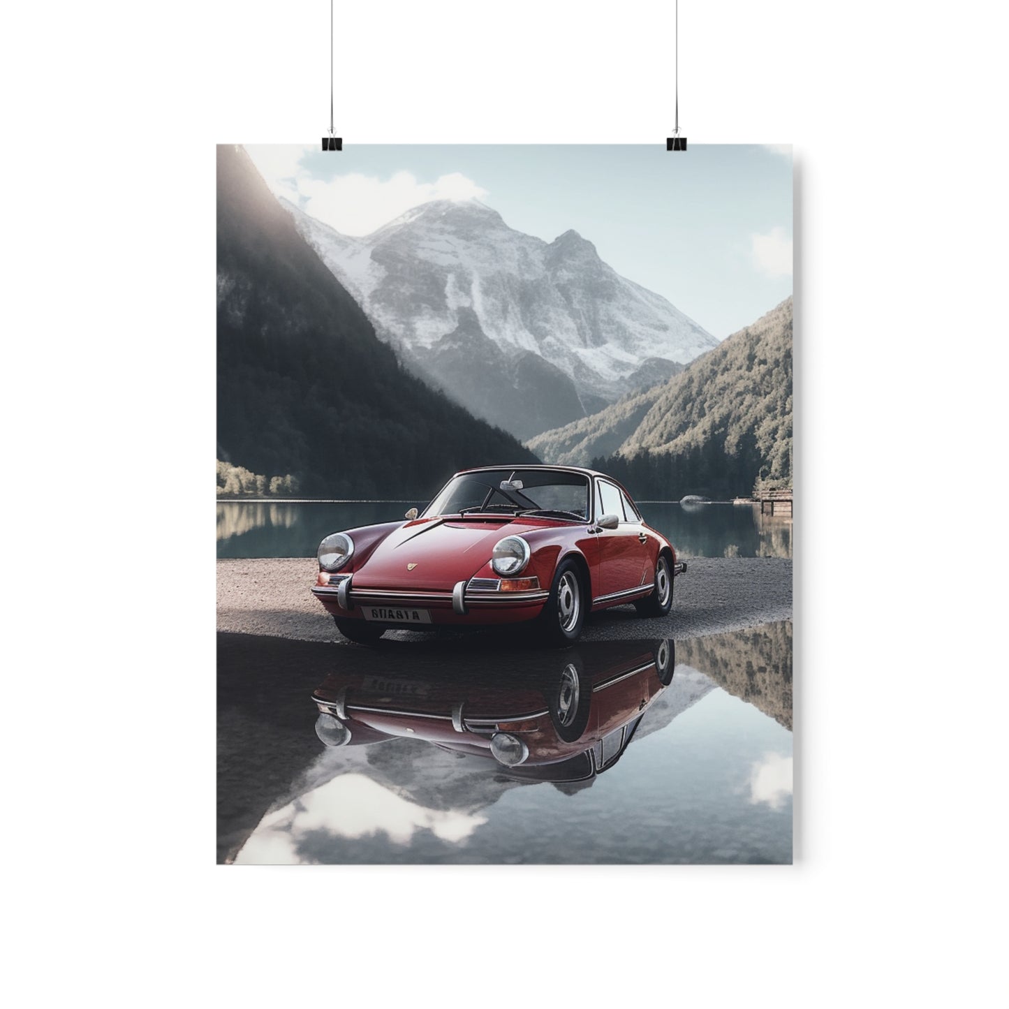 Premium Matte Vertical Posters Porsche Lake 4