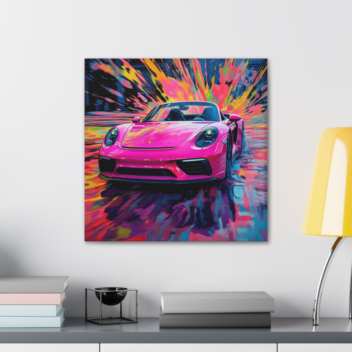 Canvas Gallery Wraps Pink Porsche water fusion 2