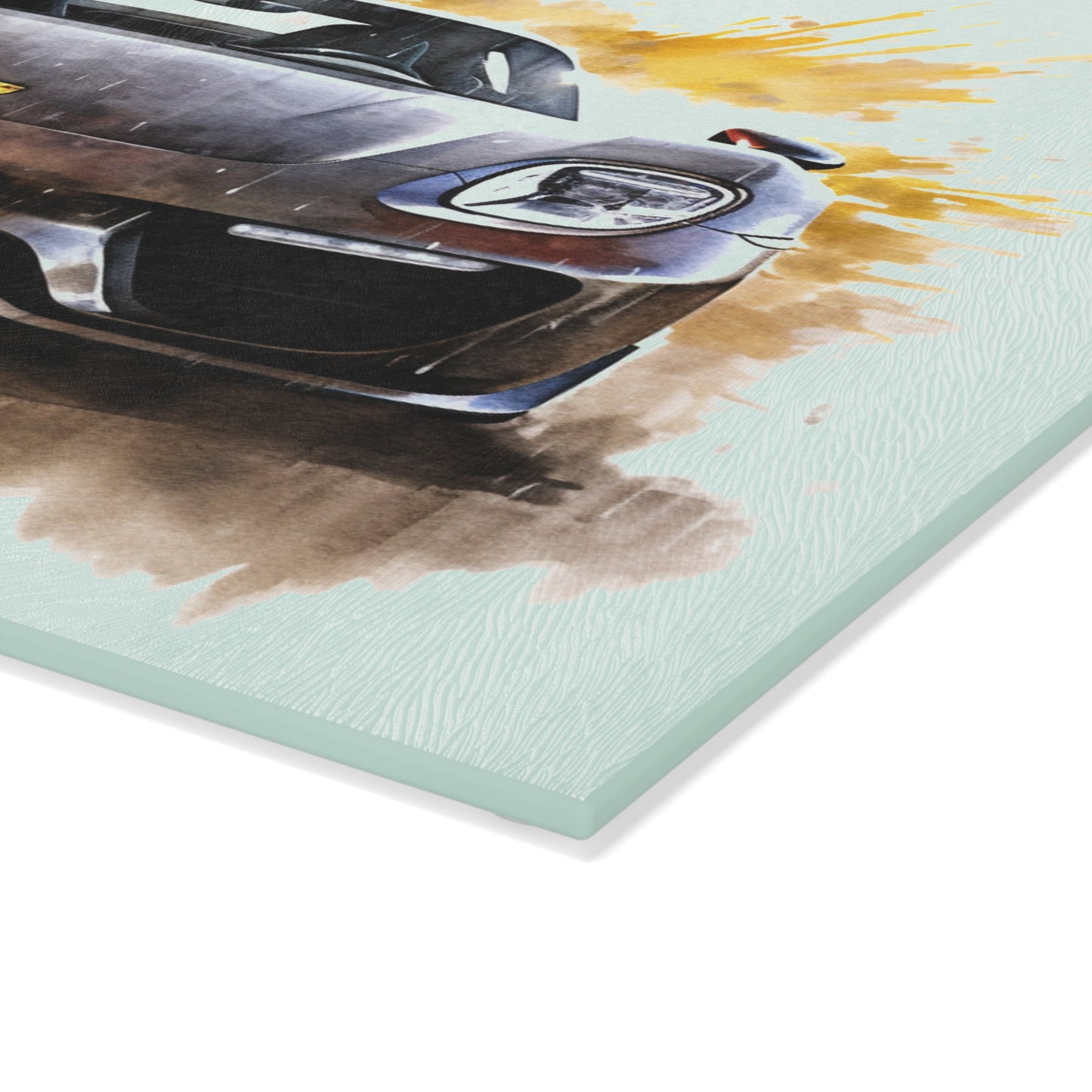 Glass Cutting Board 918 Spyder white background driving fast with water splashing 1