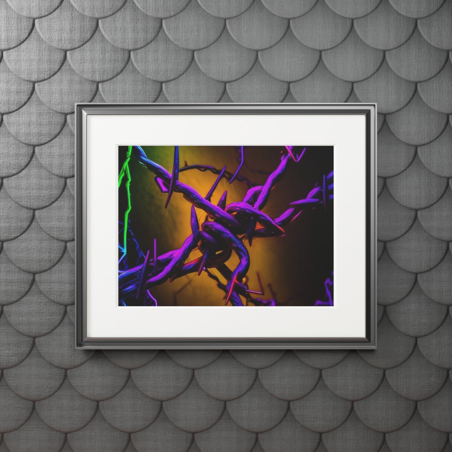 Fine Art Prints (Passepartout Paper Frame) Macro Neon Barb 1