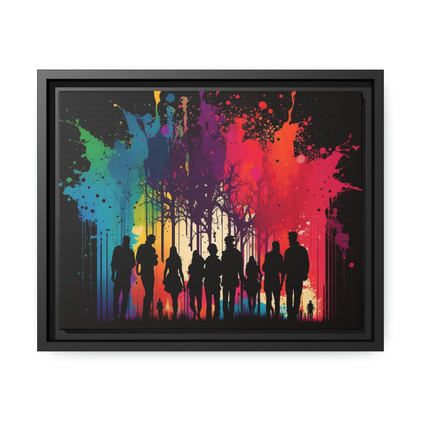 Matte Canvas, Black Frame Silhouettes Color Party 2