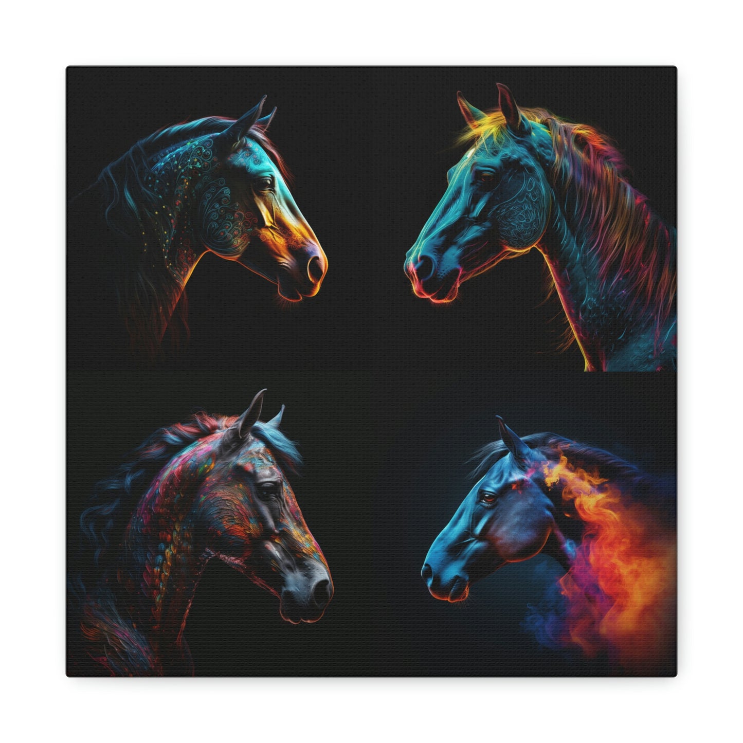 Canvas Gallery Wraps Neon Horses 4 Pack