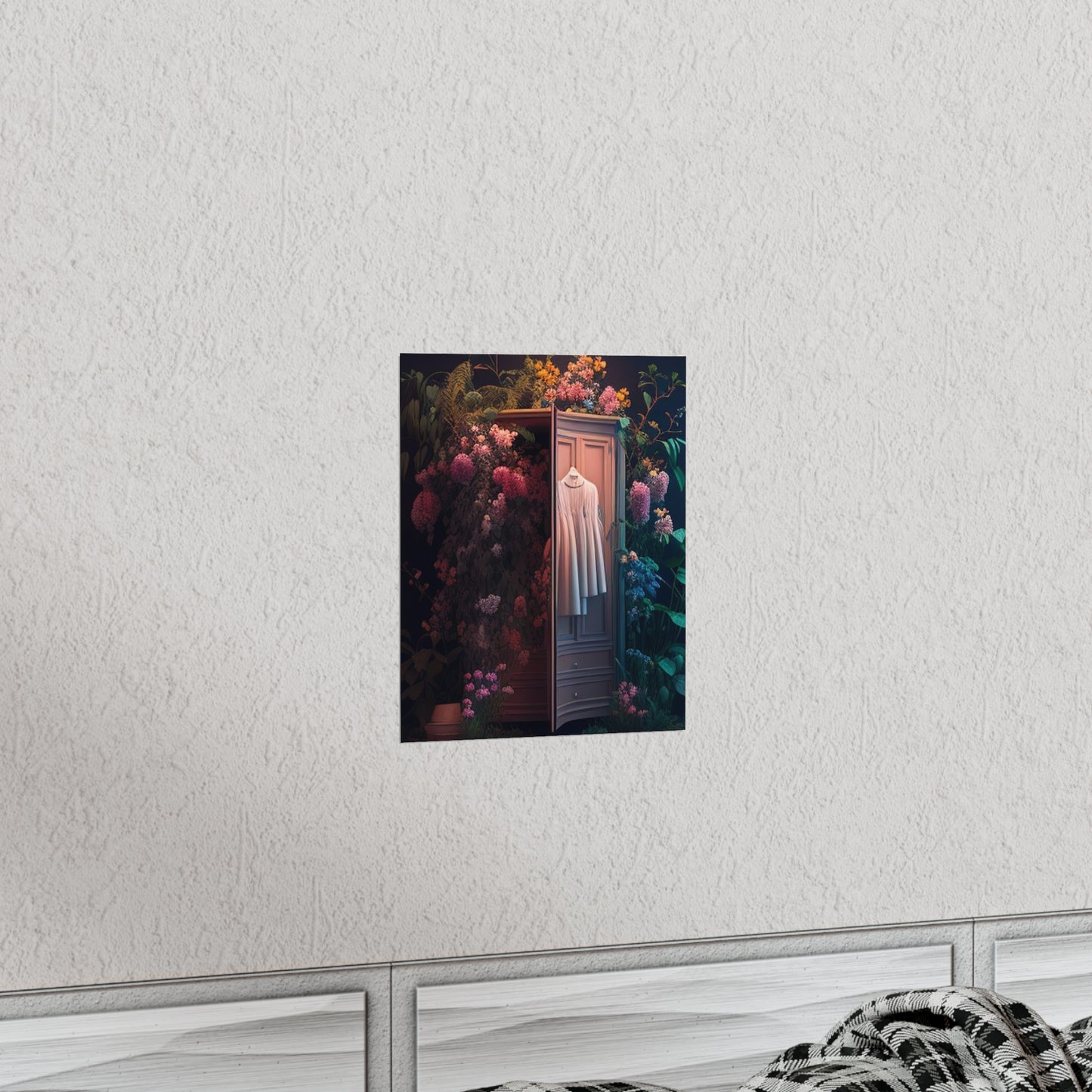 Premium Matte Vertical Posters A Wardrobe Surrounded by Flowers 3