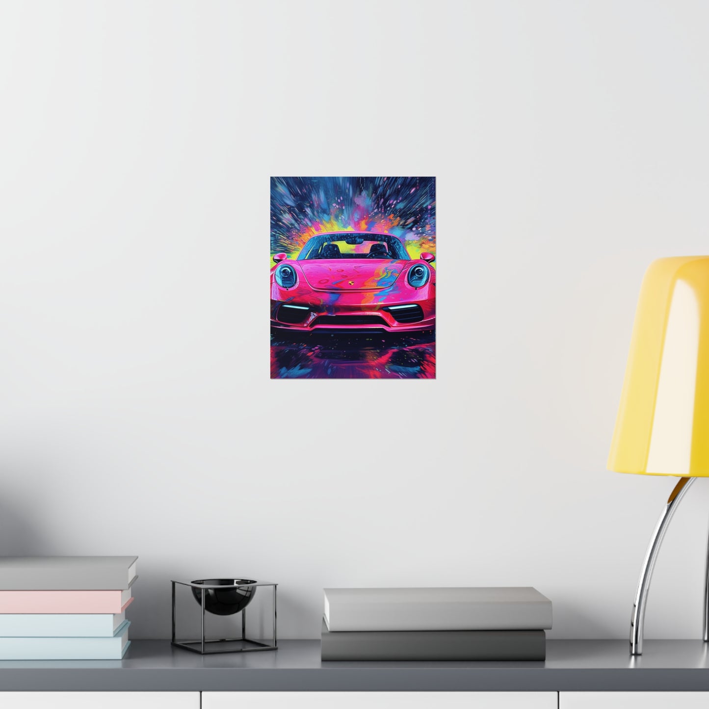 Premium Matte Vertical Posters Pink Porsche water fusion 3