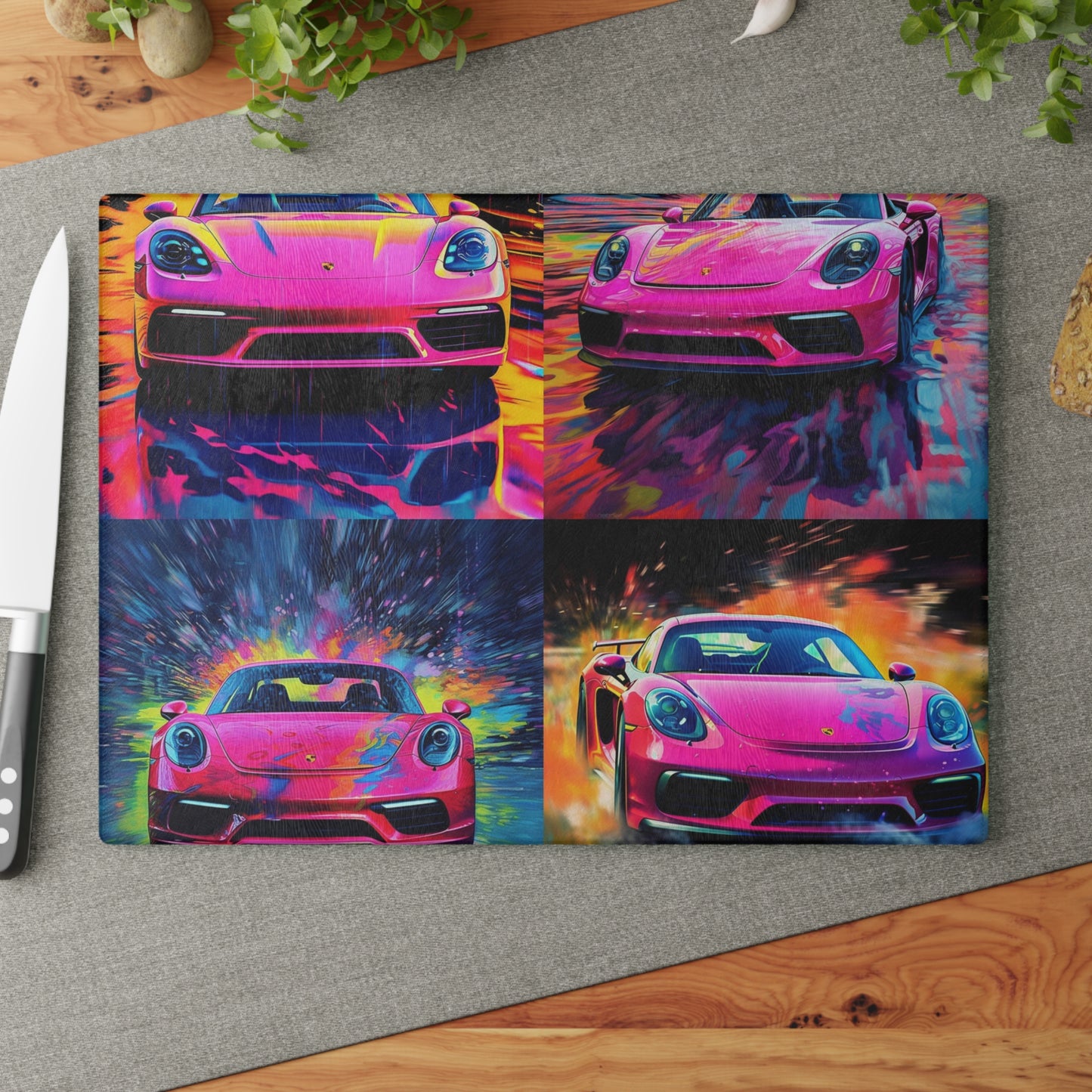 Glass Cutting Board Pink Porsche water fusion 5