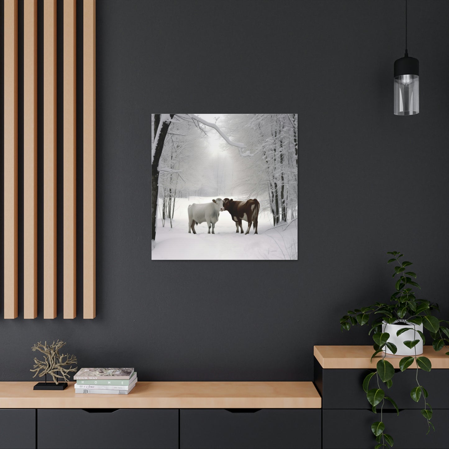 Canvas Gallery Wraps Long Haired Cow snow 4