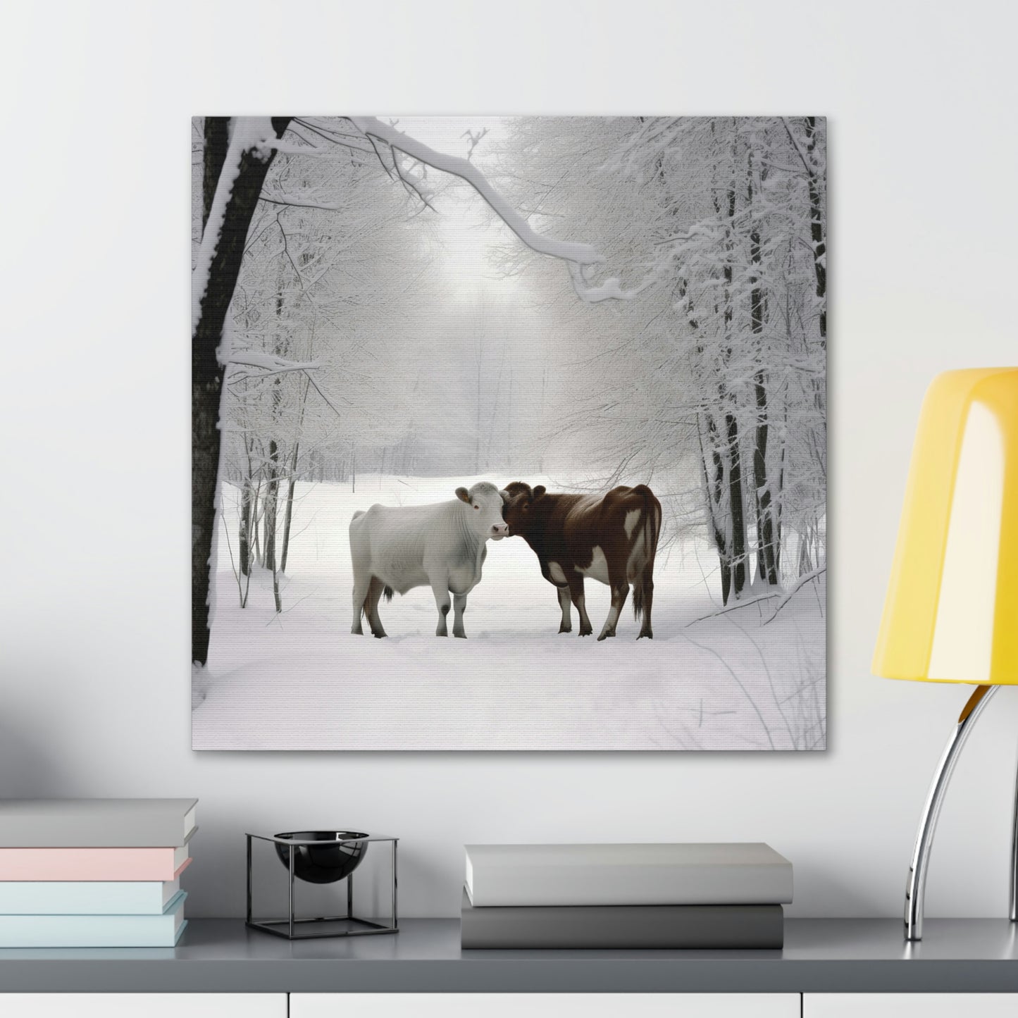 Canvas Gallery Wraps Long Haired Cow snow 4