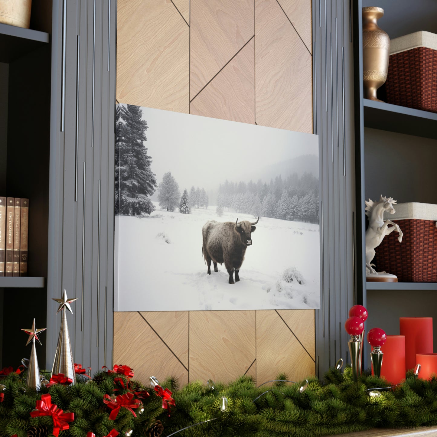 Canvas Gallery Wraps Cow Snow 4