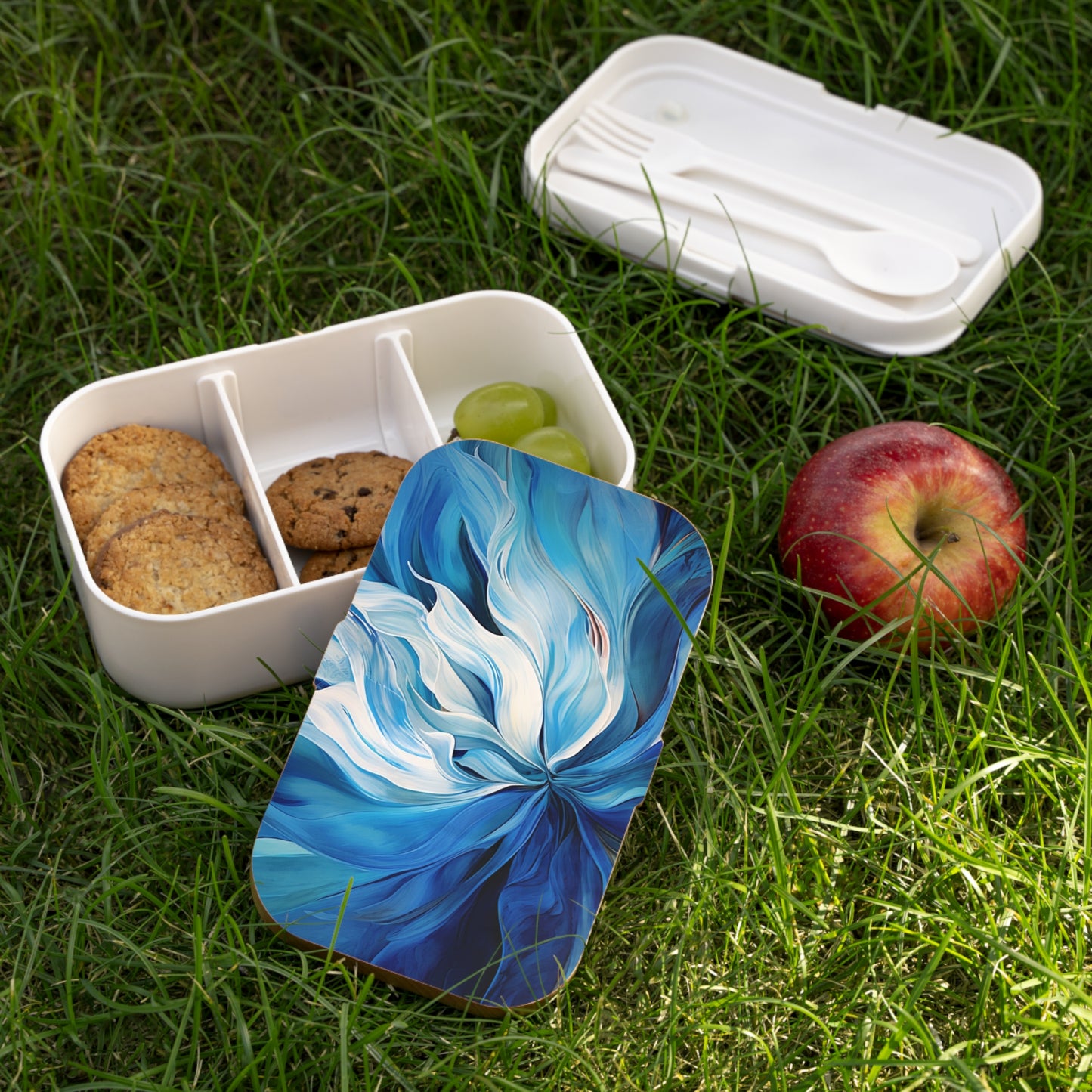 Bento Lunch Box Blue Tluip Abstract 1