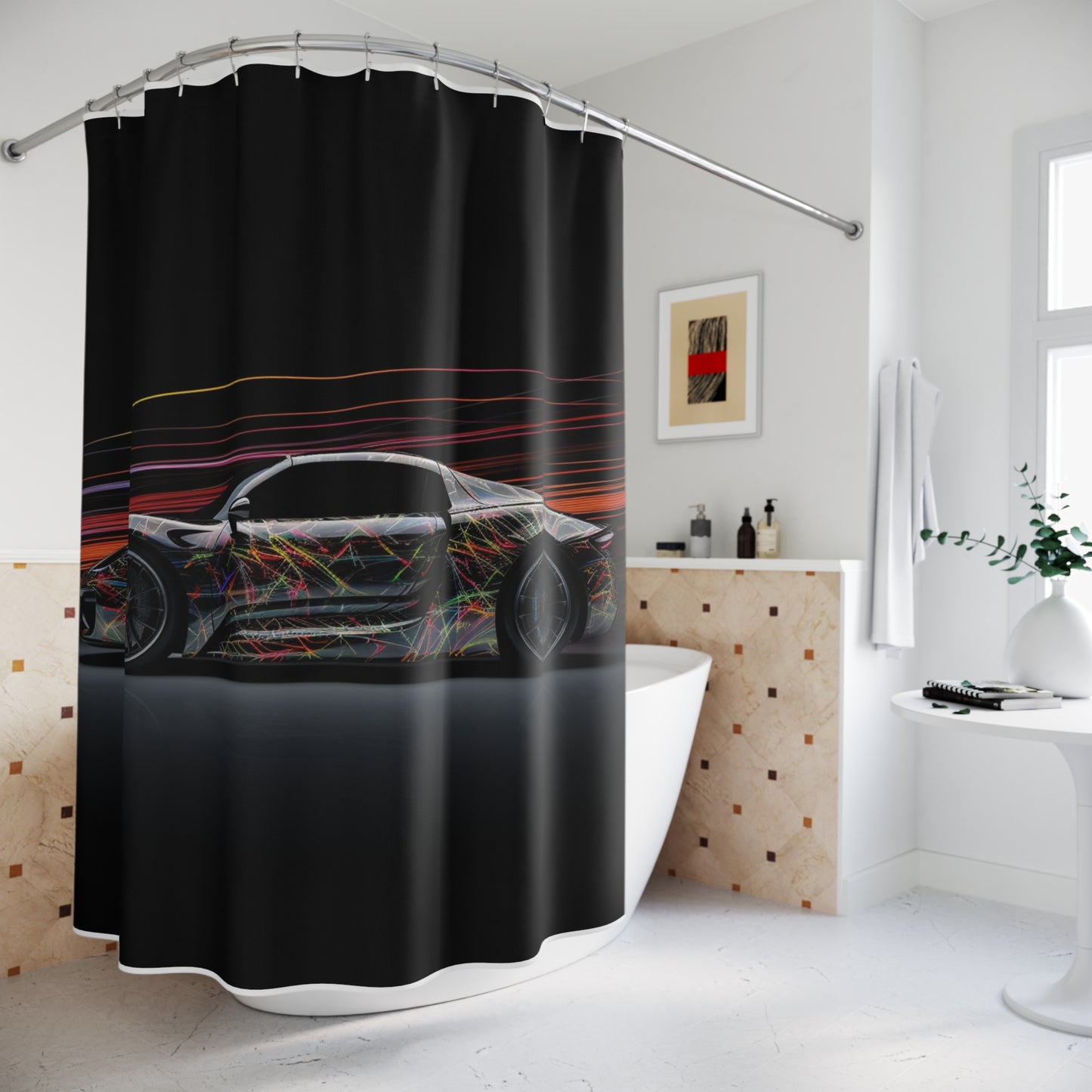 Polyester Shower Curtain Porsche Line 4