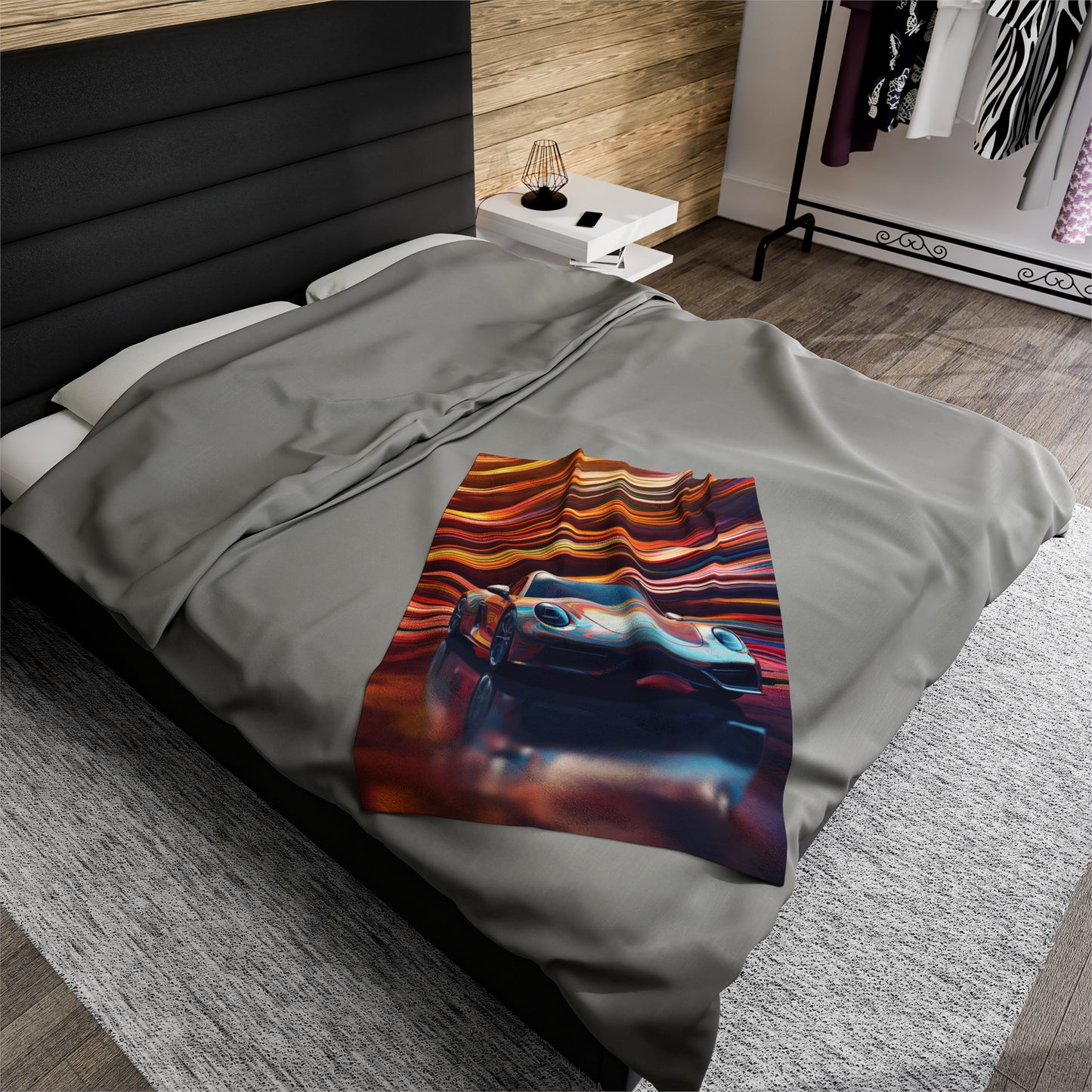 Velveteen Plush Blanket Porsche Water Fusion 1