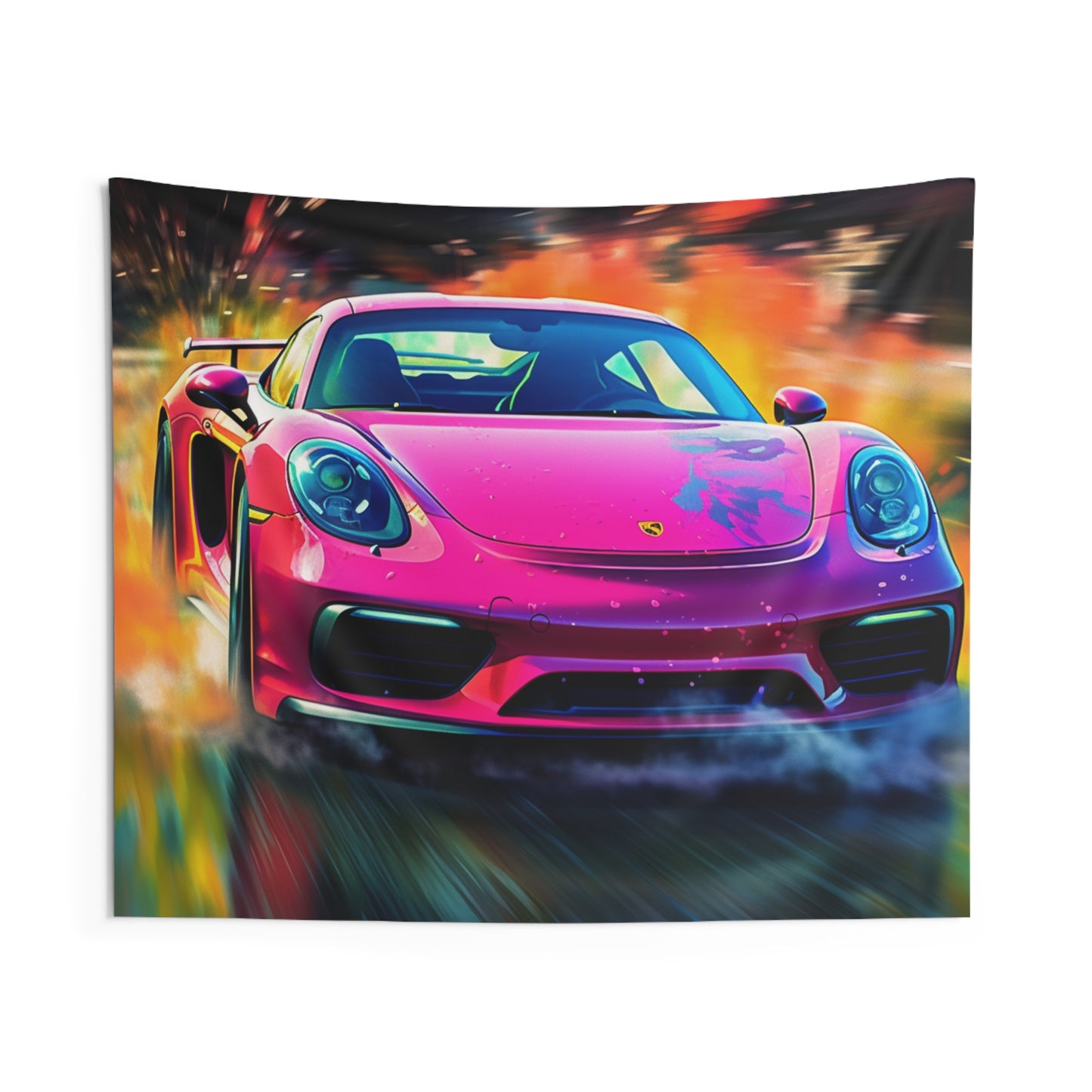 Indoor Wall Tapestries Pink Porsche water fusion 4