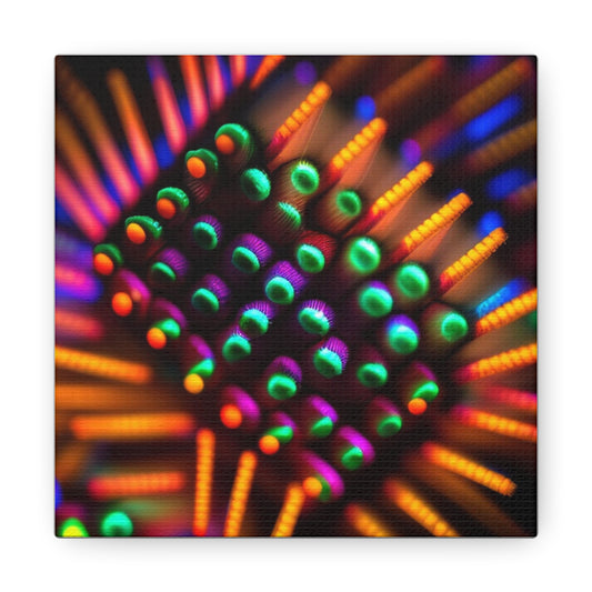 Canvas Gallery Wraps Macro Cactus neon square 3