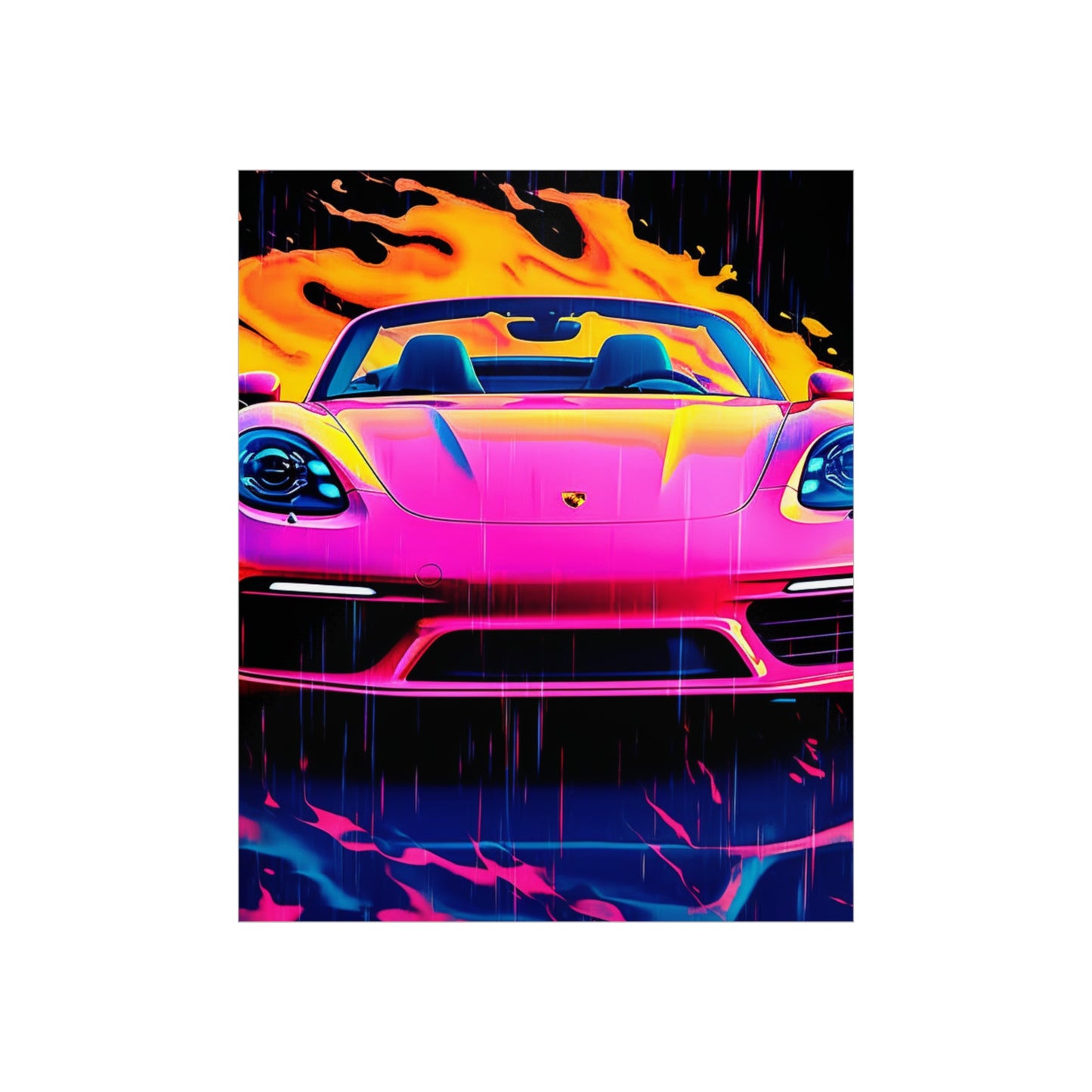 Premium Matte Vertical Posters Pink Porsche water fusion 1