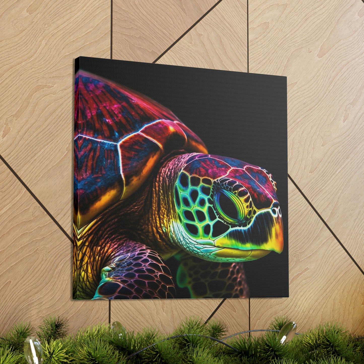 Canvas Gallery Wraps Neon Sea Turtle 3