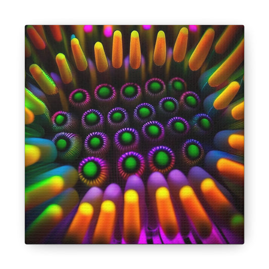 Canvas Gallery Wraps Macro Cactus neon square 4