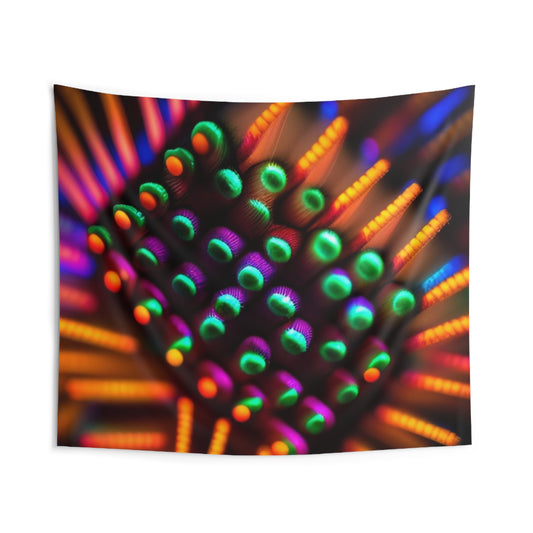 Indoor Wall Tapestries Macro Cactus neon square 3