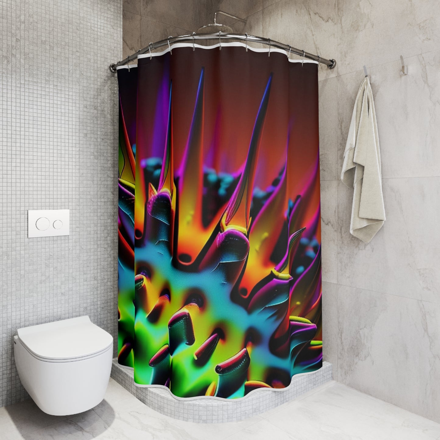 Polyester Shower Curtain  Macro Neon Spike 4