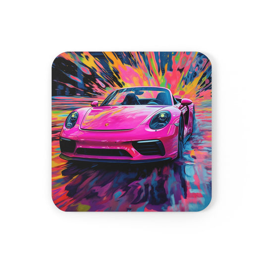 Cork Back Coaster Pink Porsche water fusion 2