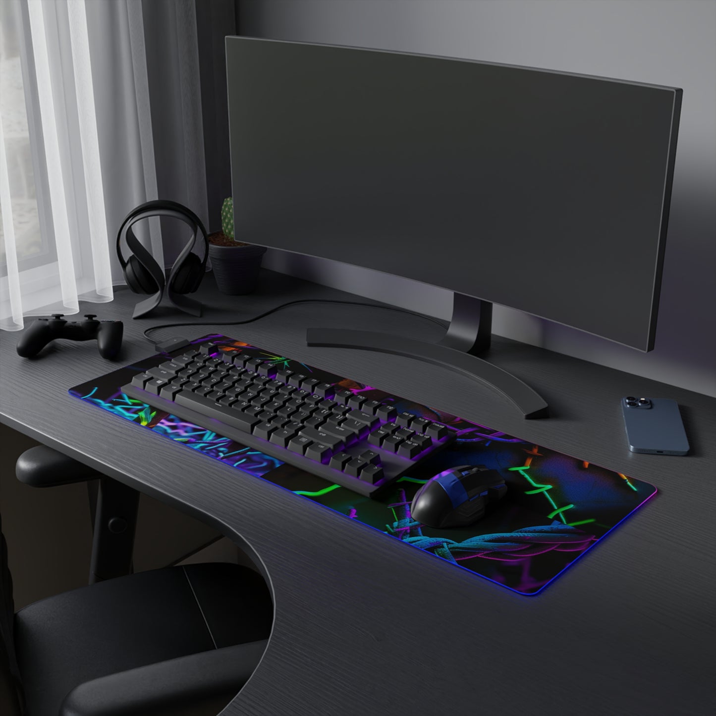 LED Gaming Mouse Pad Macro Neon Barbs 5