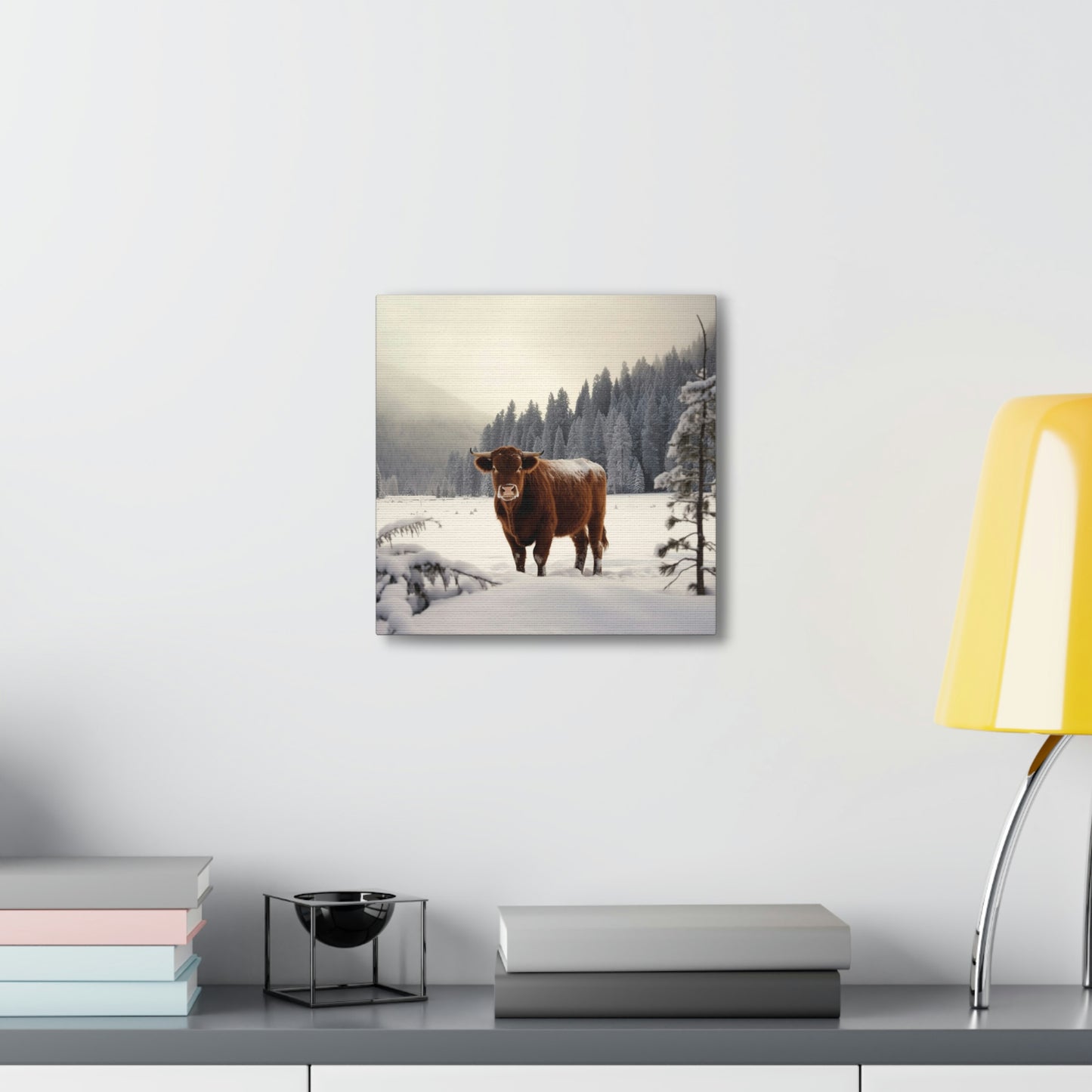 Canvas Gallery Wraps Cow Snow 3