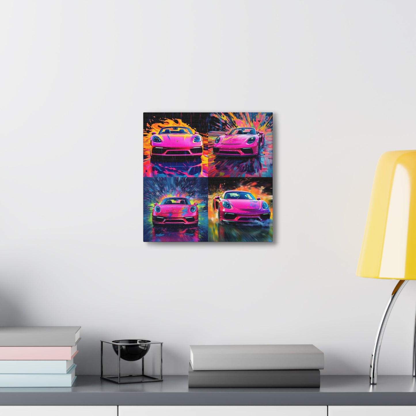 Canvas Gallery Wraps Pink Porsche water fusion 4 pack