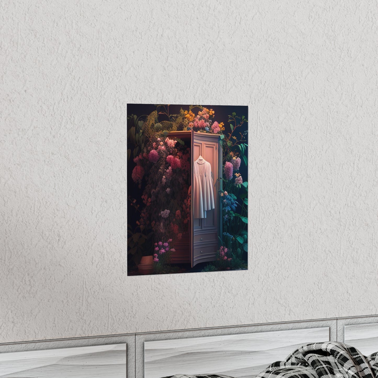 Premium Matte Vertical Posters A Wardrobe Surrounded by Flowers 3