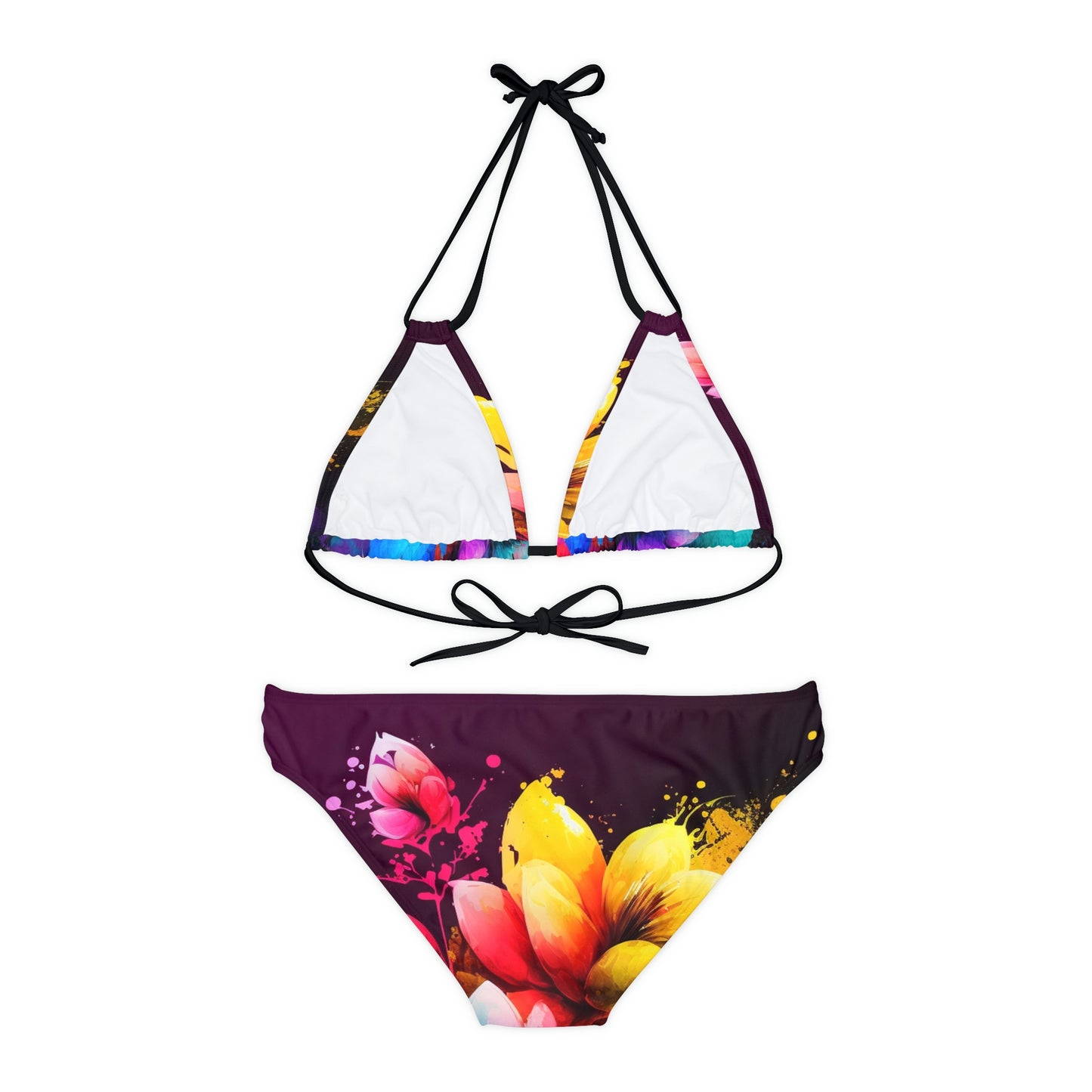 Strappy Bikini Set (AOP) Bright Spring Flowers 3