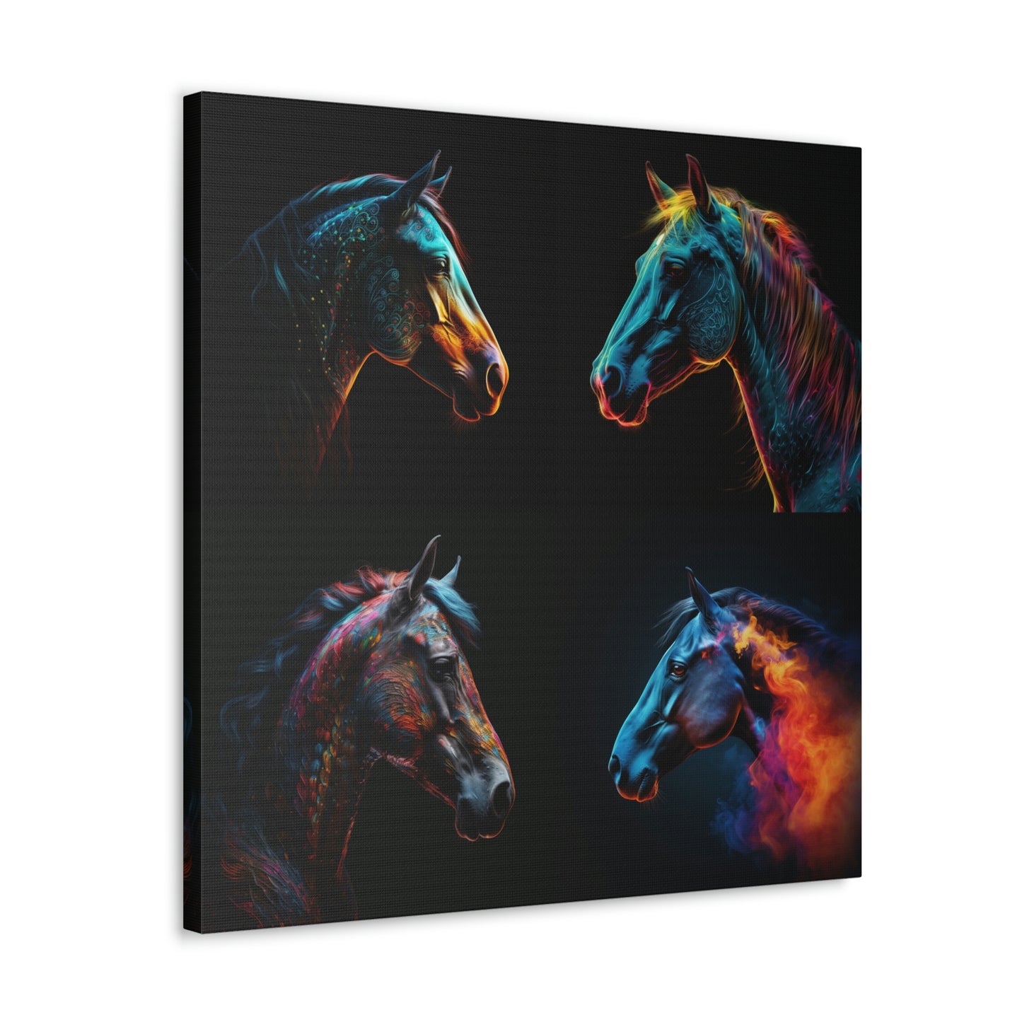 Canvas Gallery Wraps Neon Horses 4 Pack