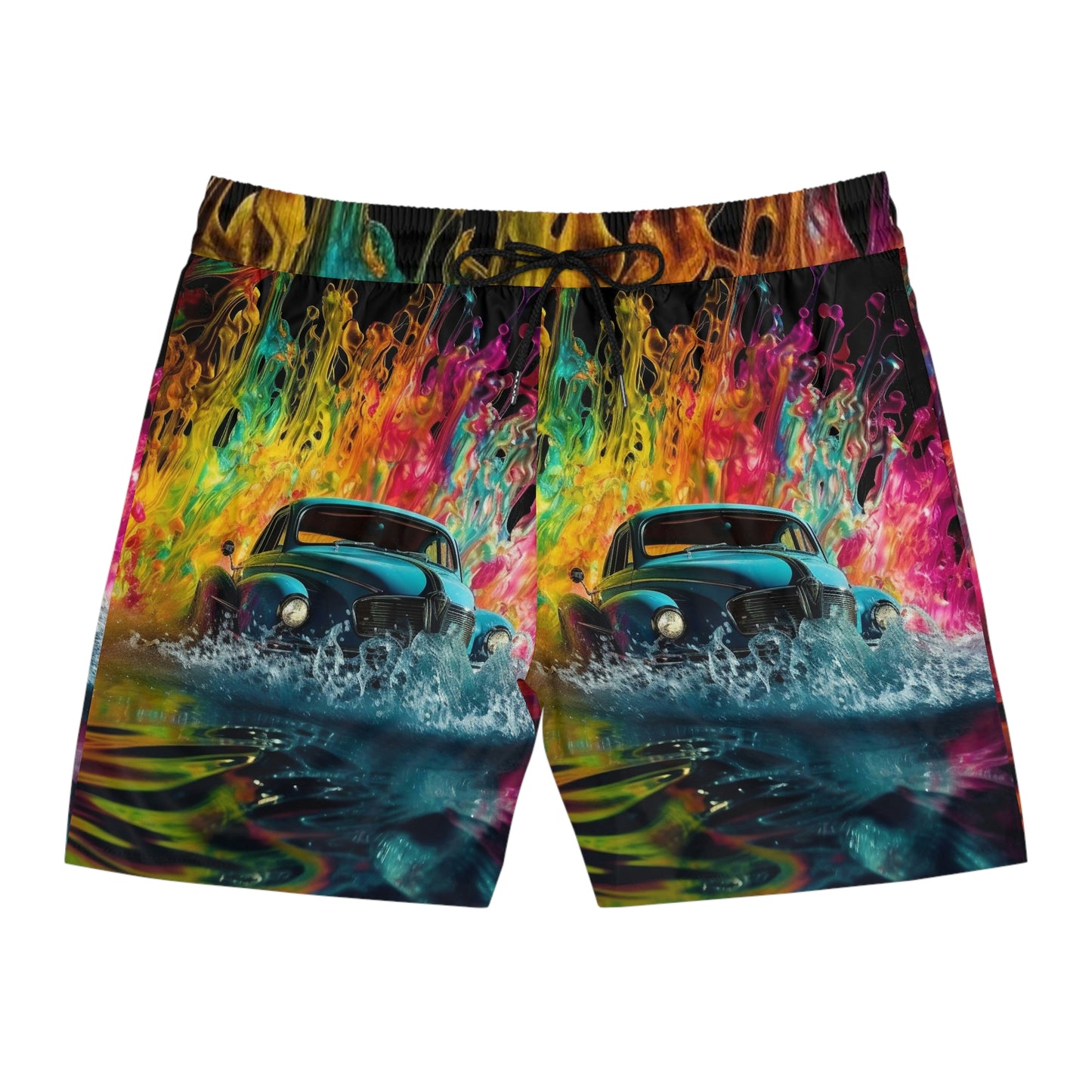 Men's Mid-Length Swim Shorts (AOP) Hotrod Water 1