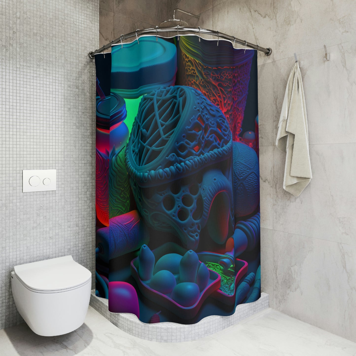 Polyester Shower Curtain  neon glow 1