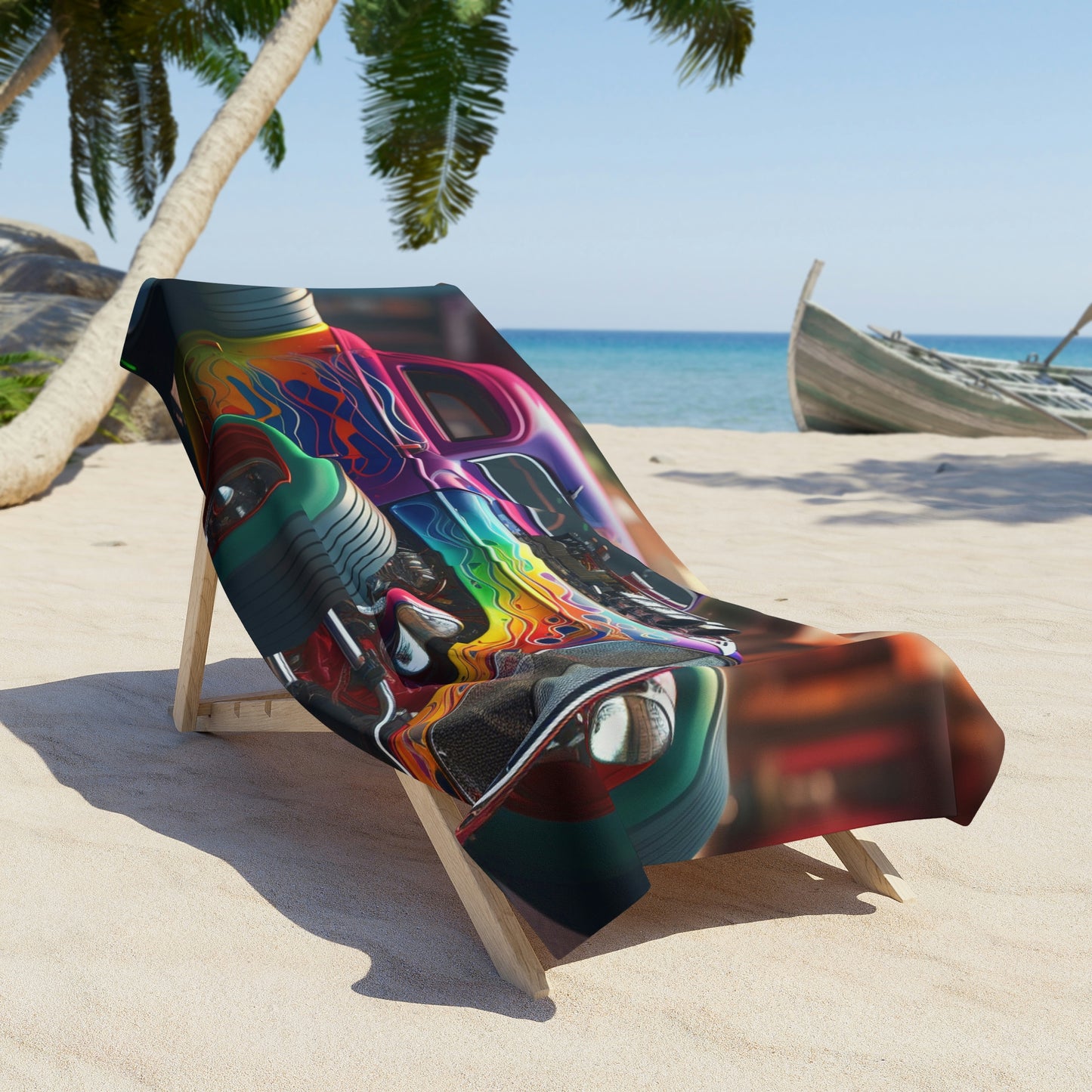 Beach Towel Hyper Colorful Hotrod 1