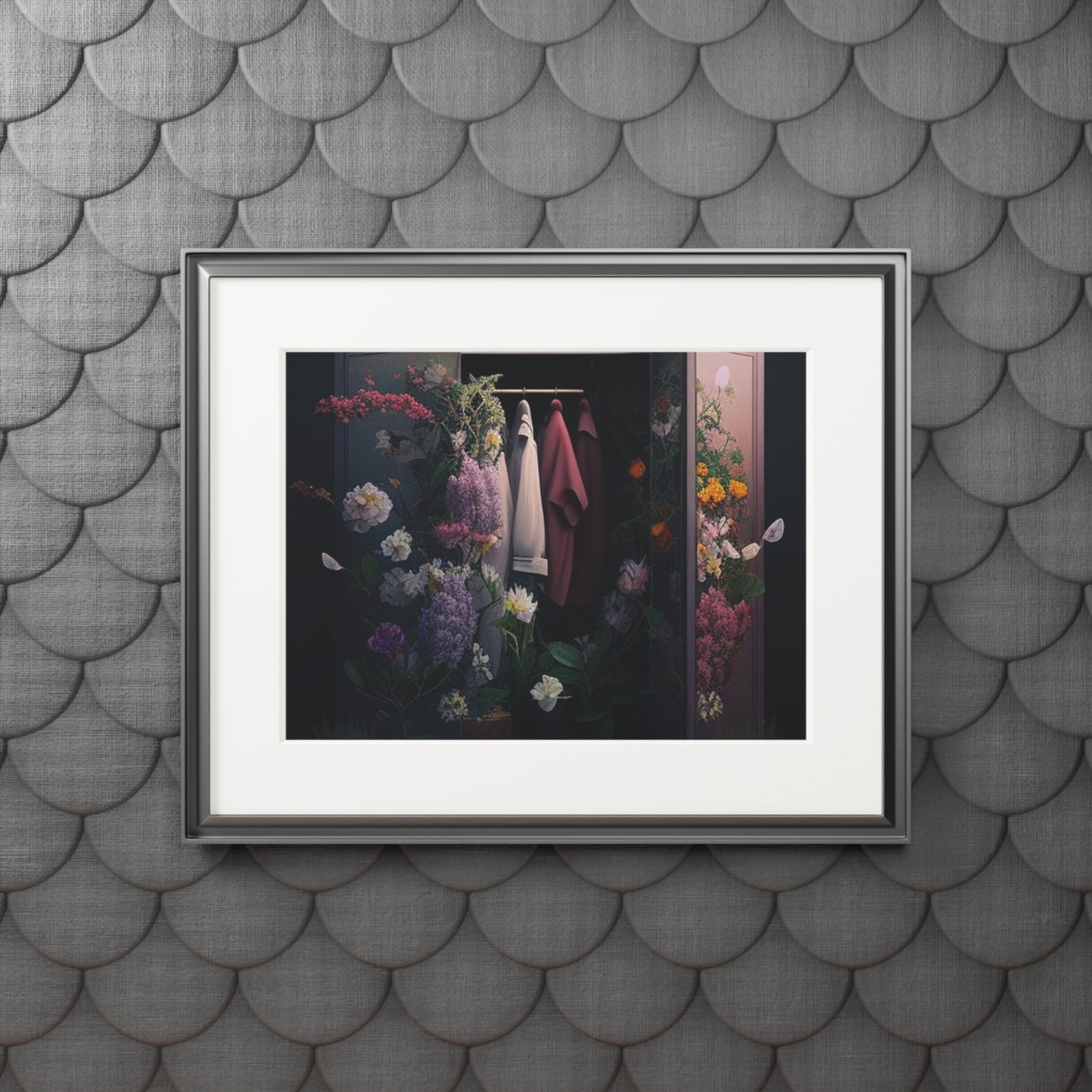 Fine Art Prints (Passepartout Paper Frame) A Wardrobe Surrounded by Flowers 2