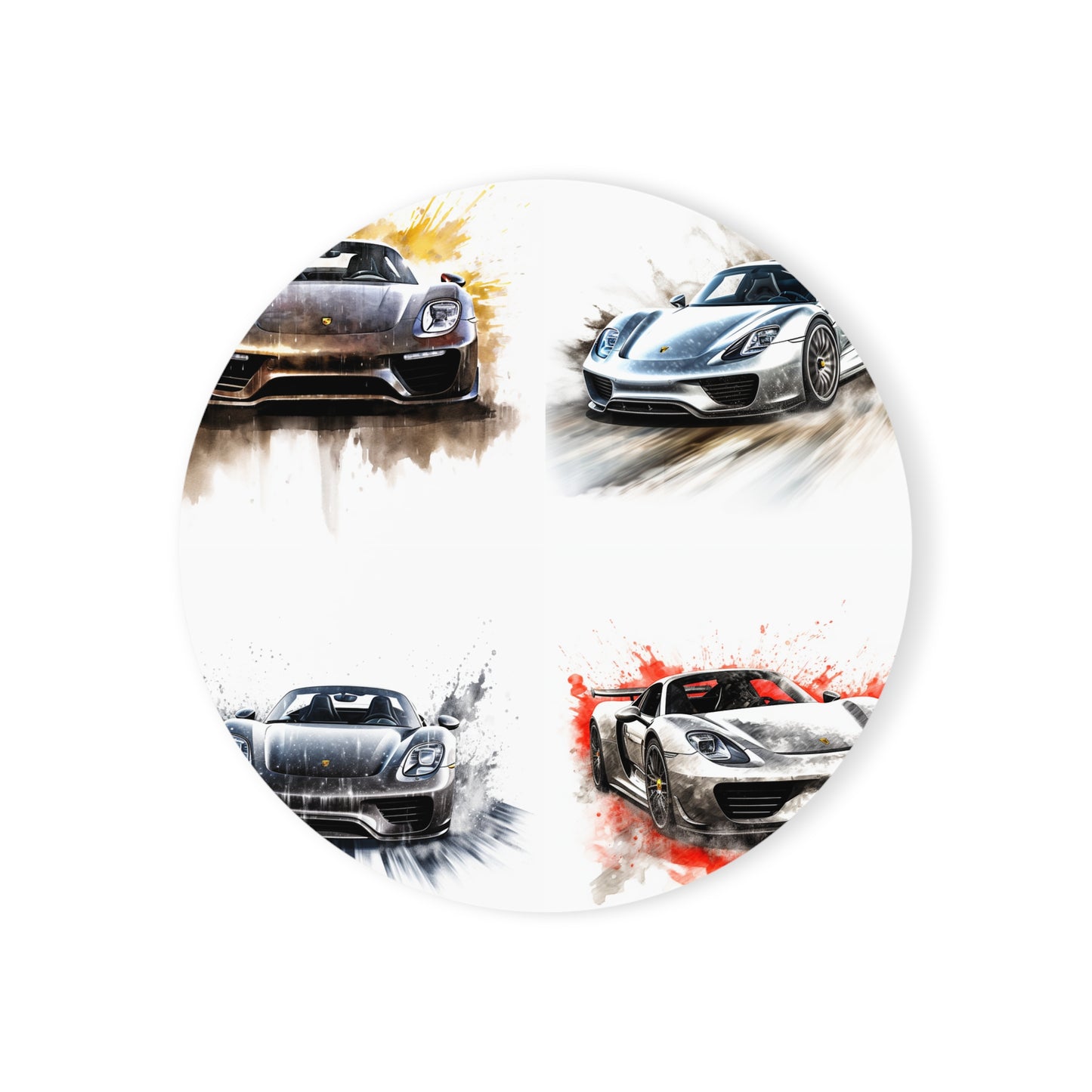 Cork Back Coaster 918 Spyder white background driving fast with water splashing 5
