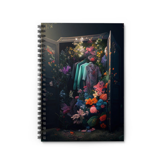 Spiral Notebook - Ruled Line A Wardrobe Surrounded by Flowers 1
