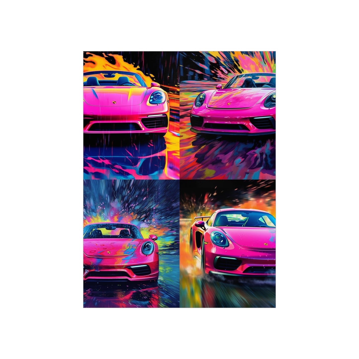 Premium Matte Vertical Posters Pink Porsche water fusion 5