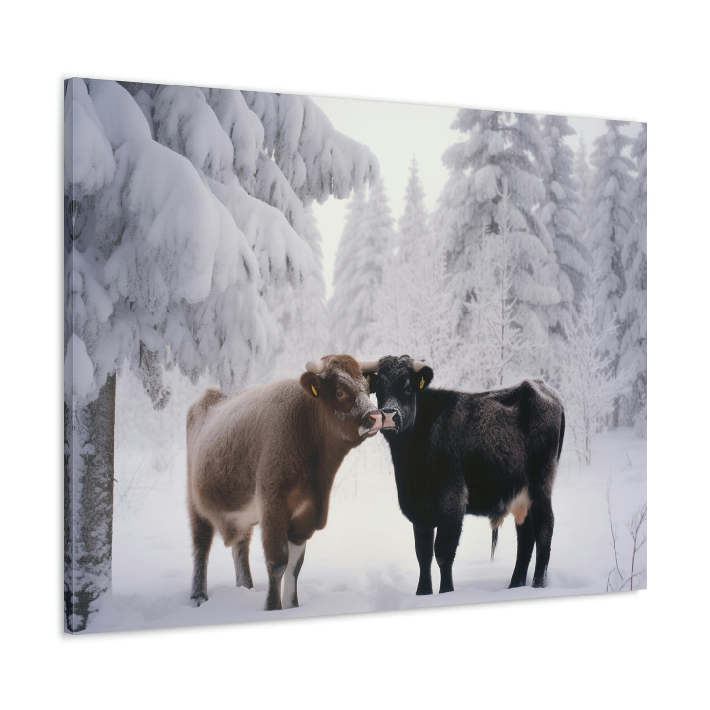 Canvas Gallery Wraps Long Haired Cow snow 3