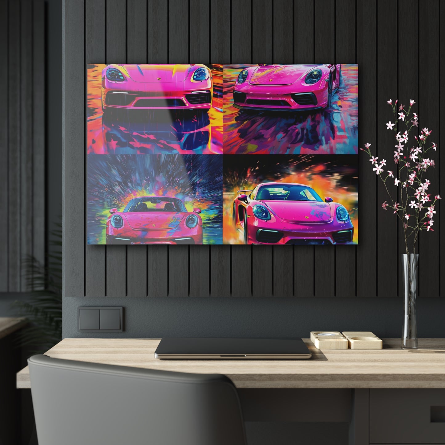 Acrylic Prints Pink Porsche water fusion 5