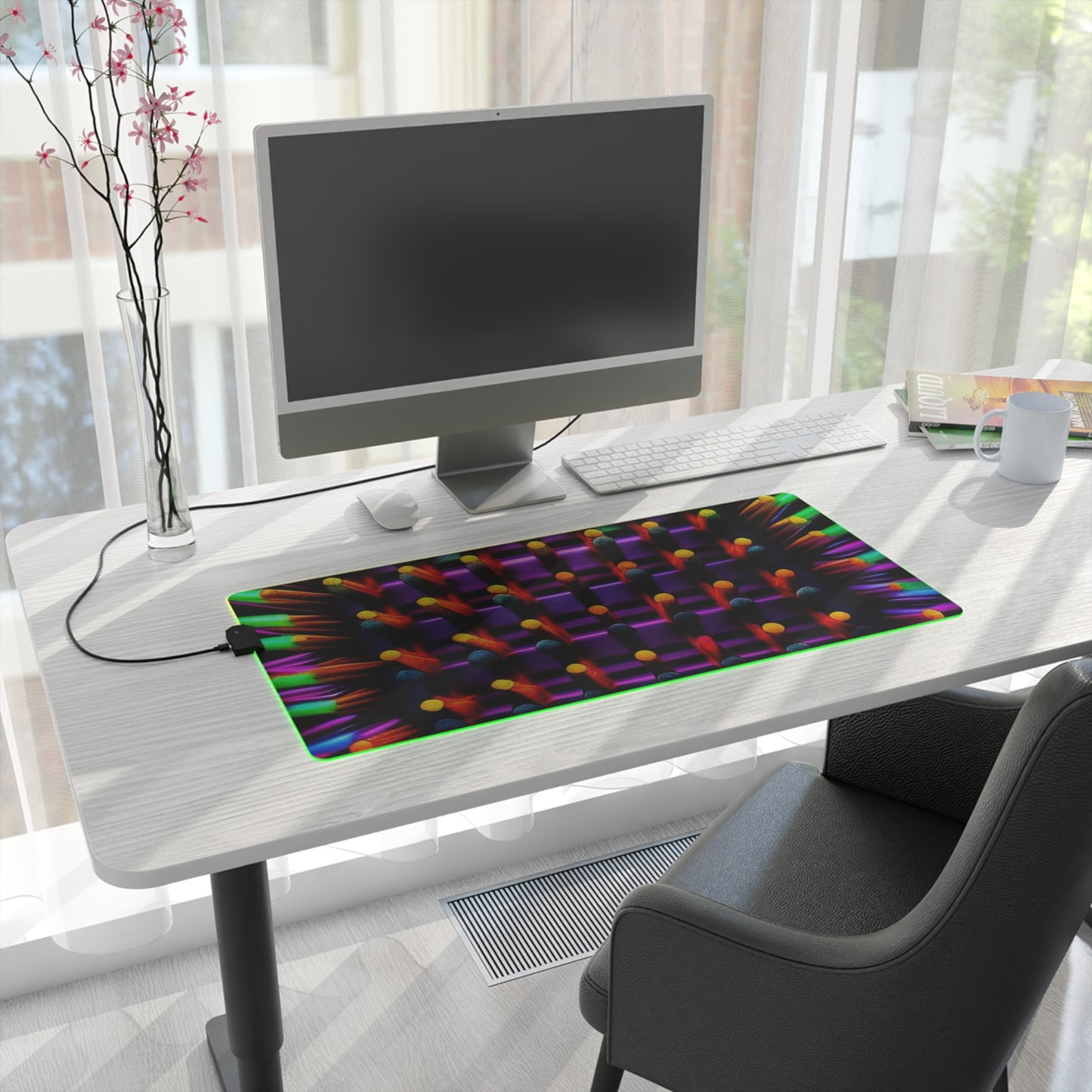 LED Gaming Mouse Pad Macro Cactus neon square 2