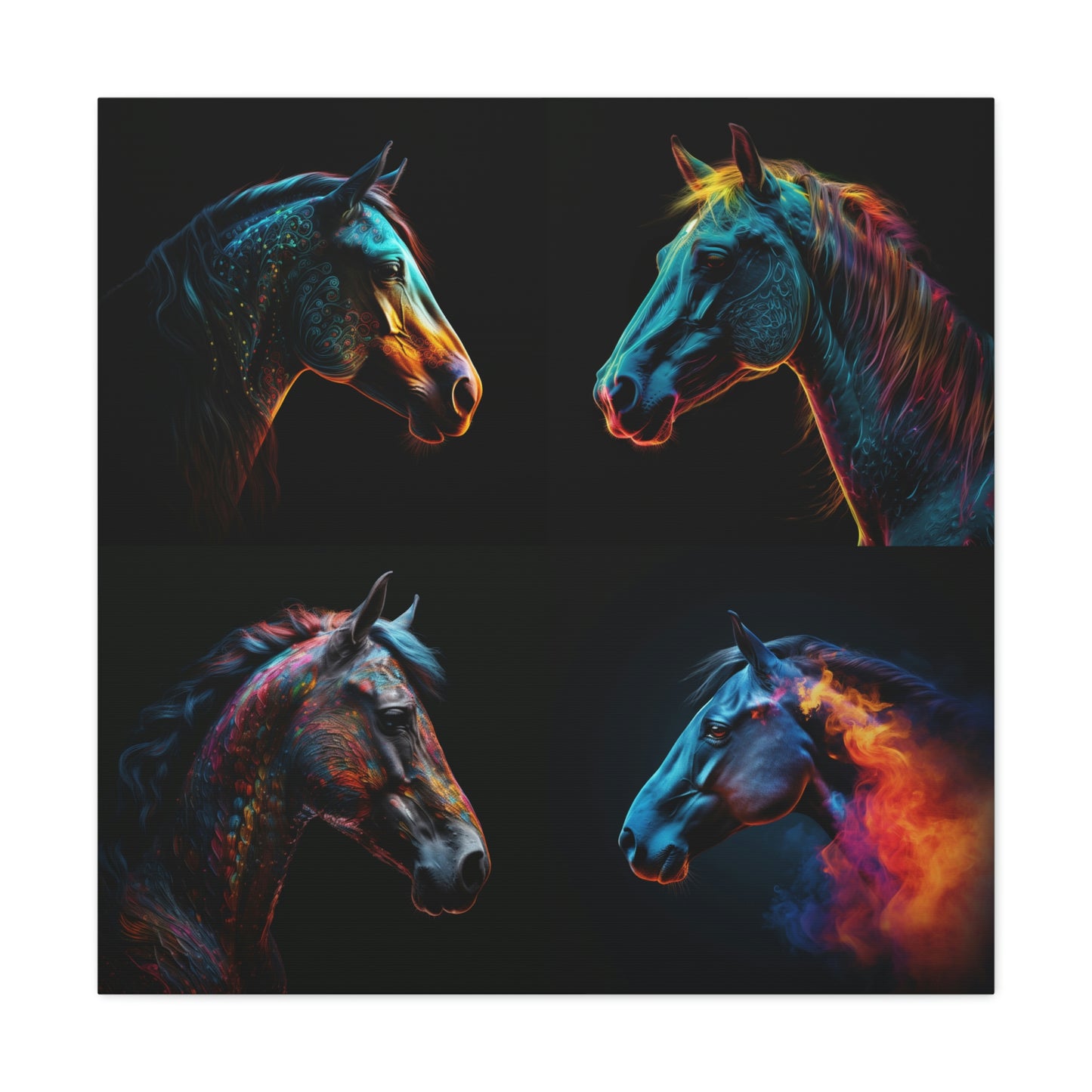 Canvas Gallery Wraps Neon Horses 4 Pack