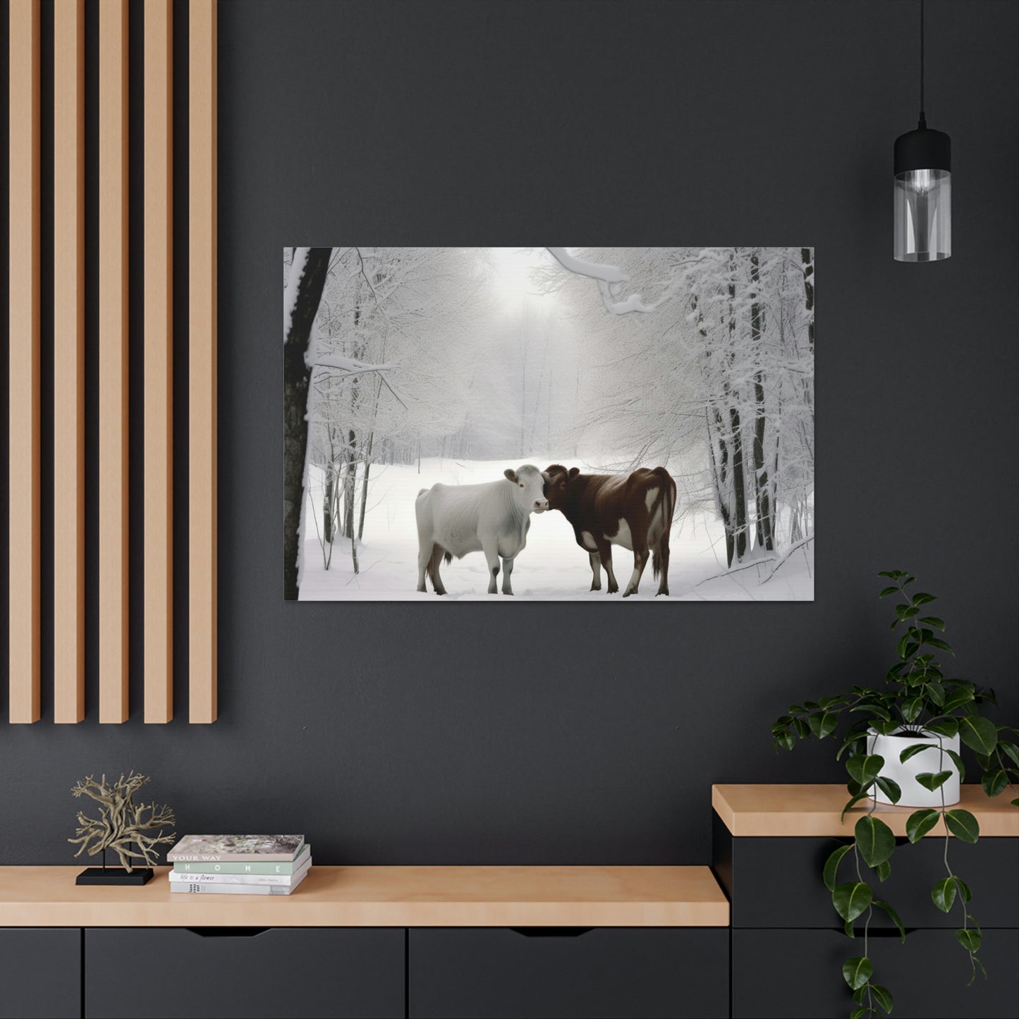 Canvas Gallery Wraps Long Haired Cow snow 4