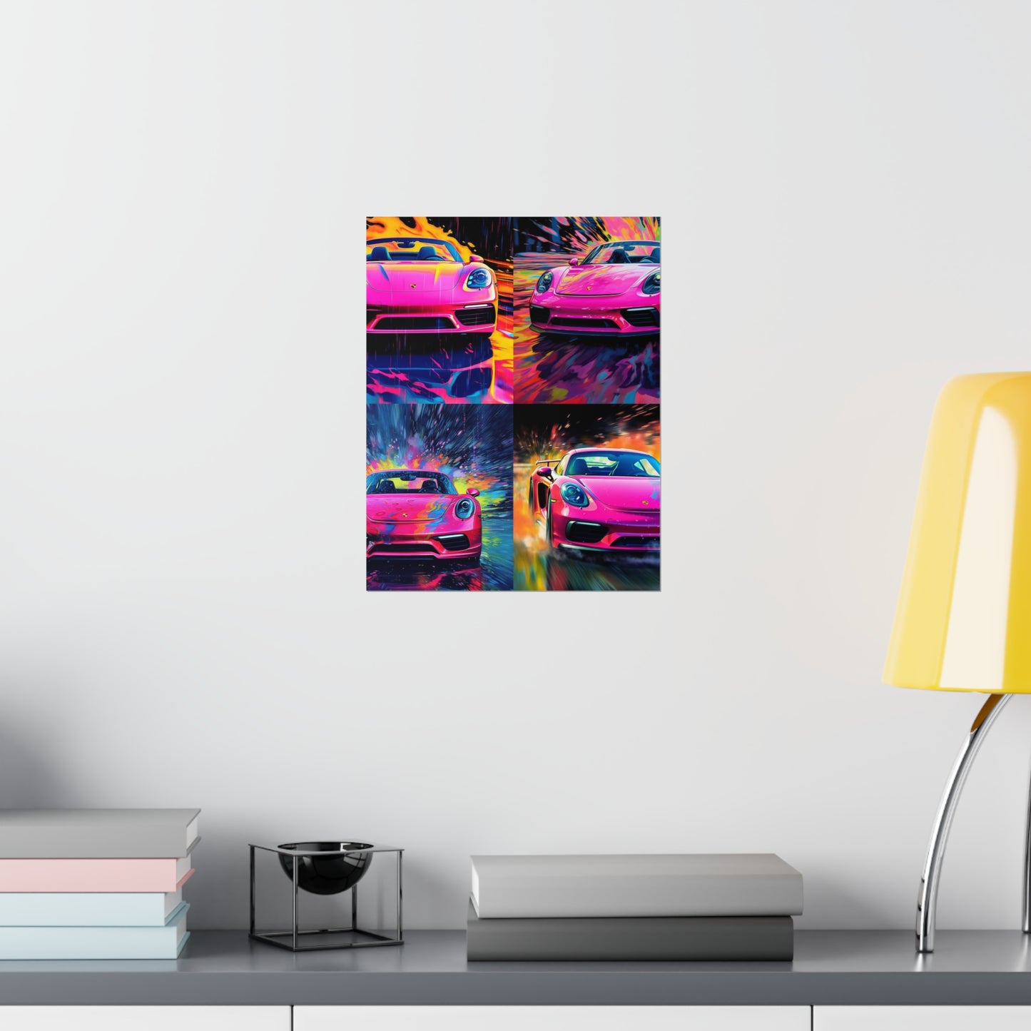 Premium Matte Vertical Posters Pink Porsche water fusion 5