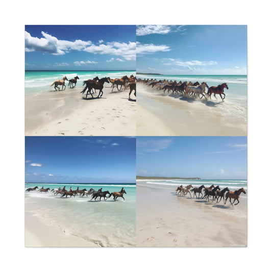 Canvas Gallery Wraps 100 Horses Running 4 Pack