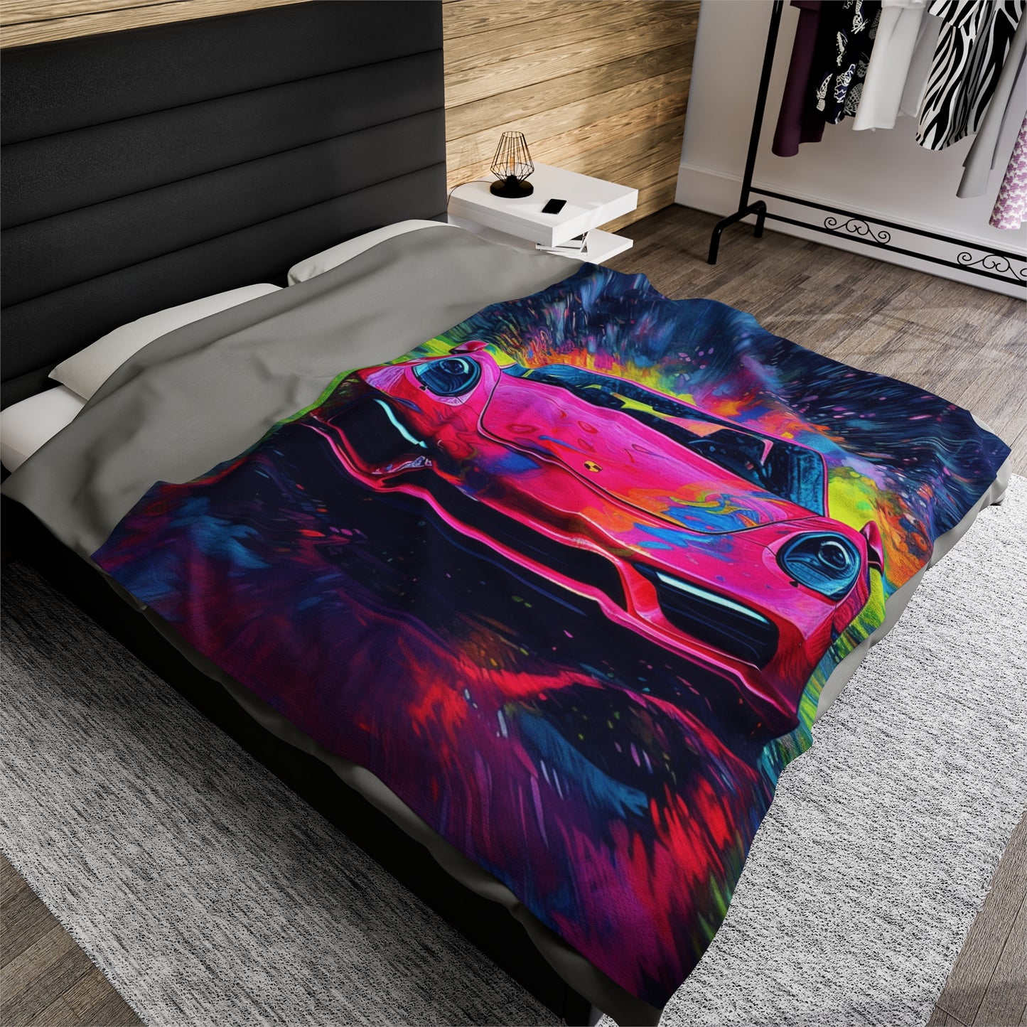 Velveteen Plush Blanket Pink Porsche water fusion 3