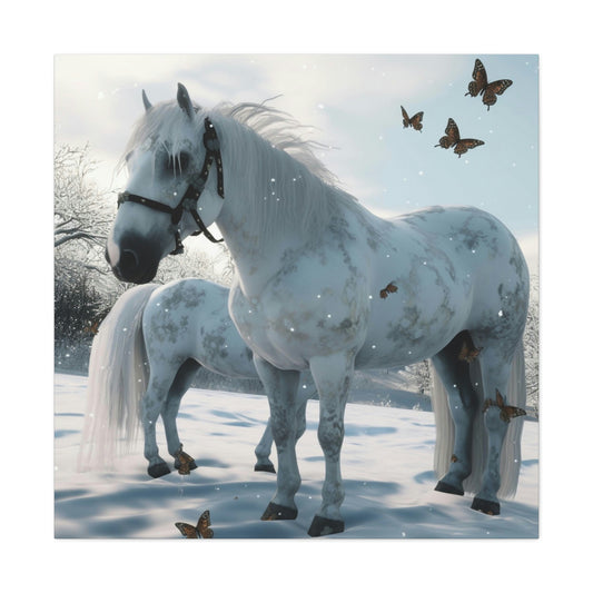 Canvas Gallery Wraps Butterfly Snow Horses 1